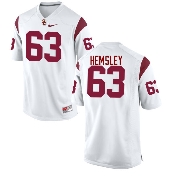 Men #63 Roy Hemsley USC Trojans College Football Jerseys-White